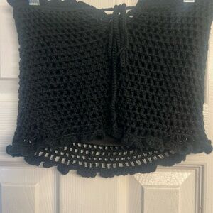 Tiger Mist Black Crochet Women's Top